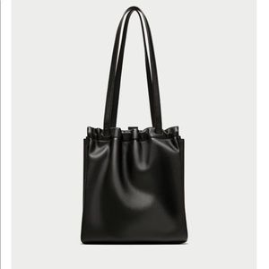 [NWT] Zara Black Mini Gathered Tote Bag
